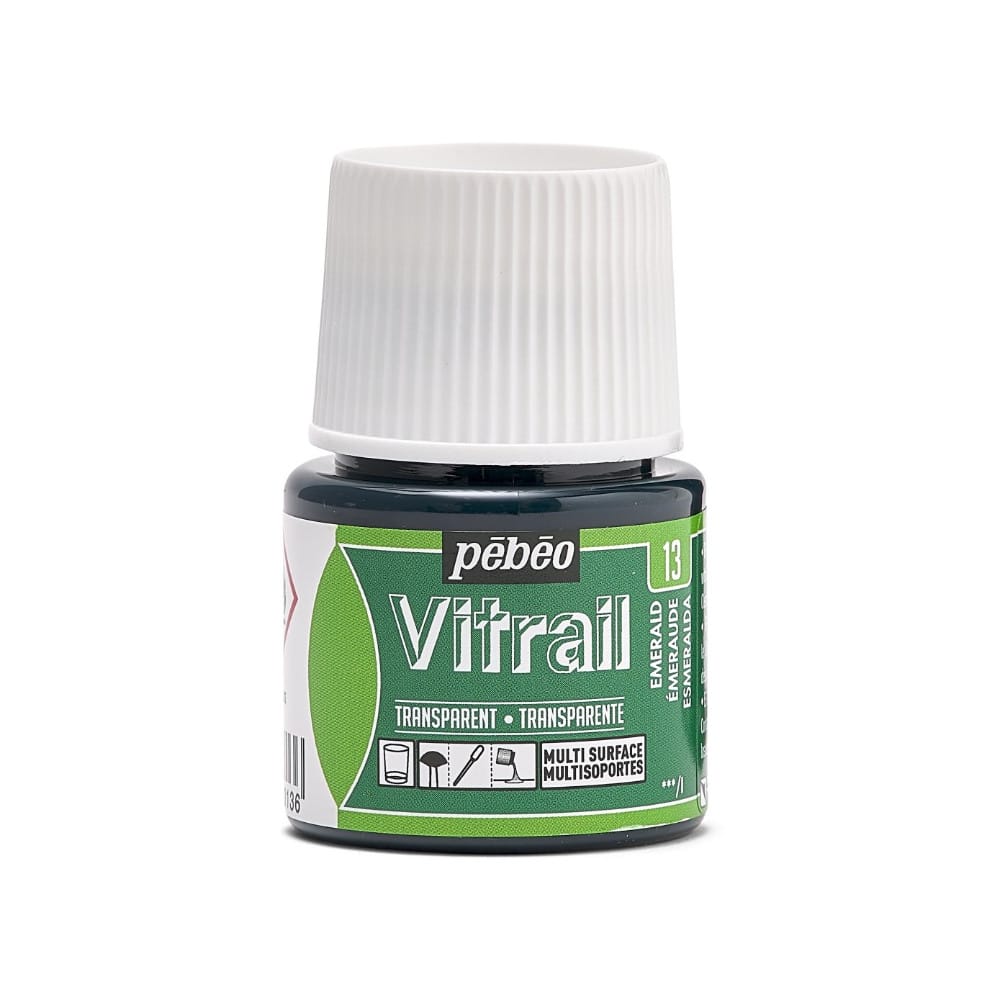 Pebeo Vitrail Transparan Cam Boyası 45 ml Emerald 13