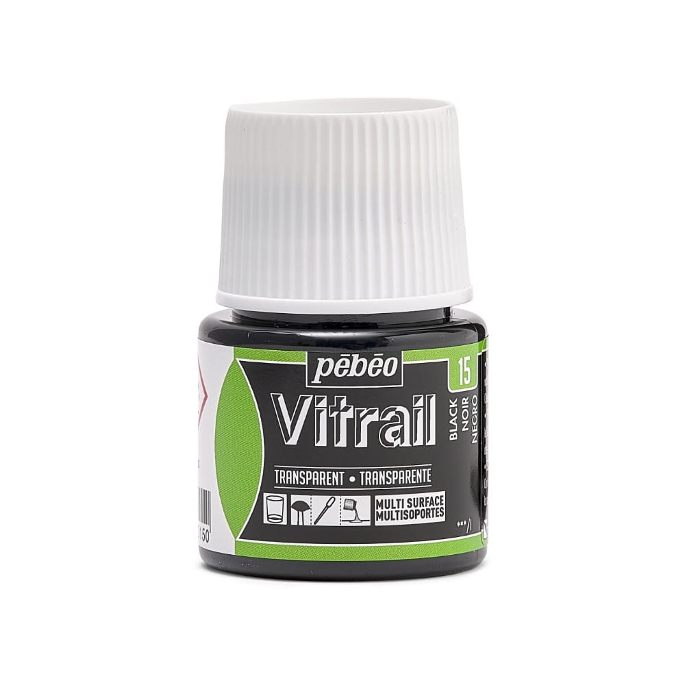 Pebeo Vitrail Transparan Cam Boyası 45 ml Black 15