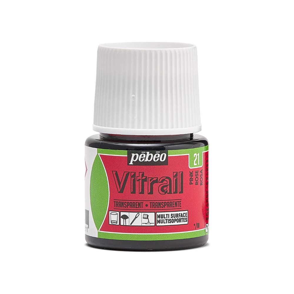 Pebeo Vitrail Transparan Cam Boyası 45 ml Pink 21