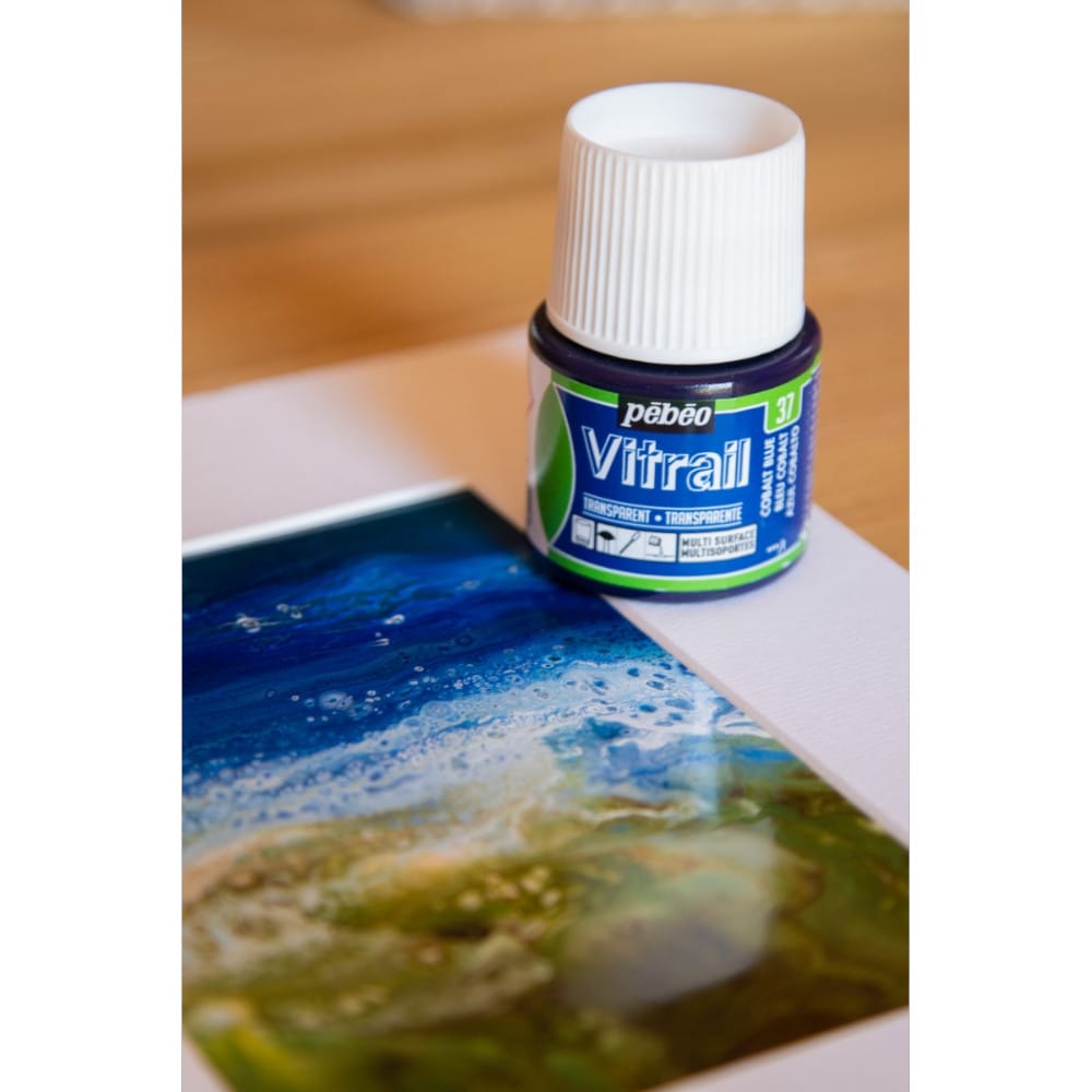 Pebeo Vitrail Transparan Cam Boyası 45 ml Cobalt Blue 37 - Görsel 3