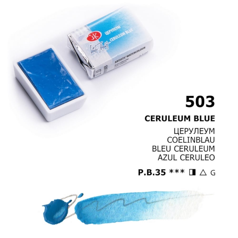St. Petersburg White Nights Extra-Fine Tam Tablet Artist Sulu Boya Ceruleum Blue 503
