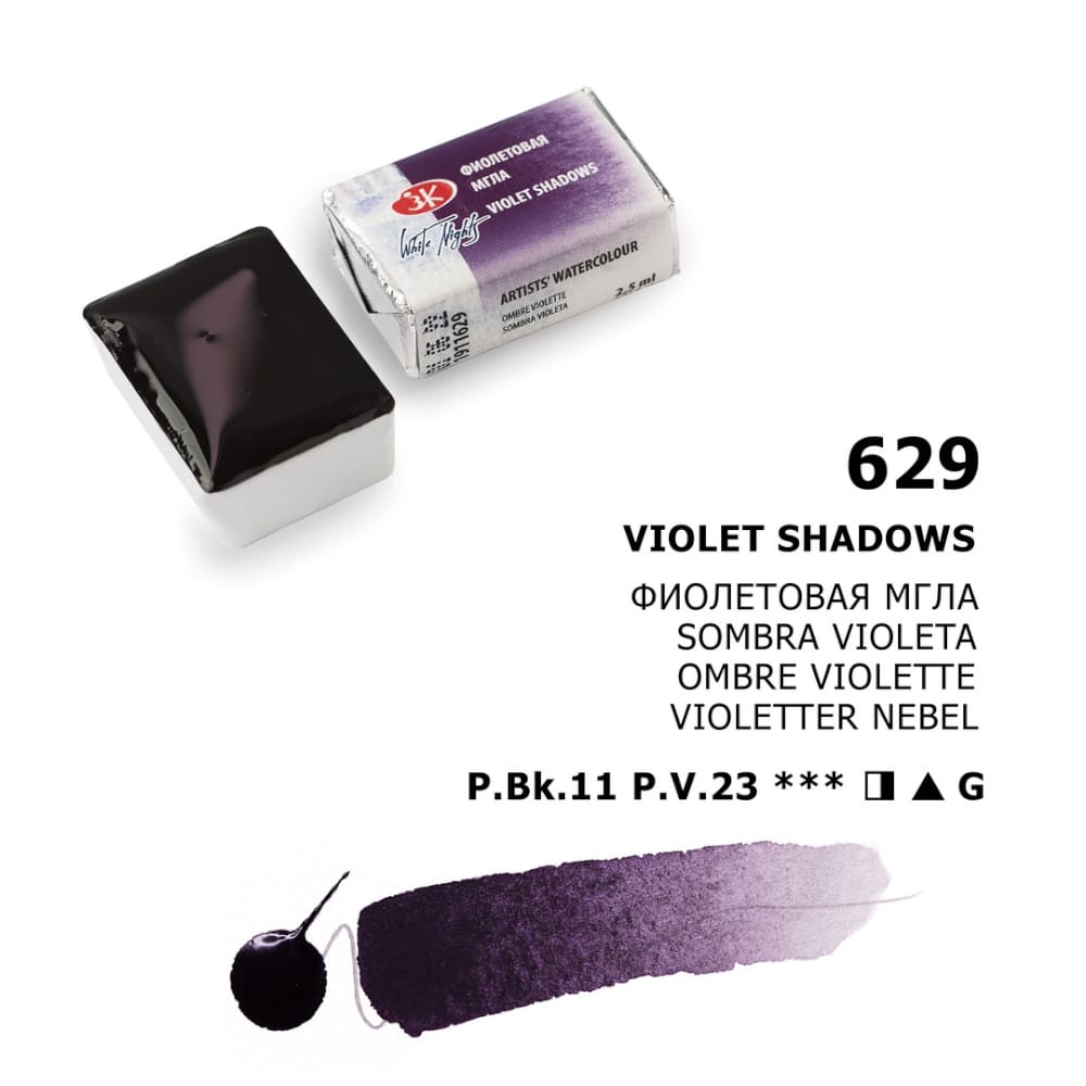 St. Petersburg White Nights Extra-Fine Tam Tablet Artist Sulu Boya Violet Shadows 629