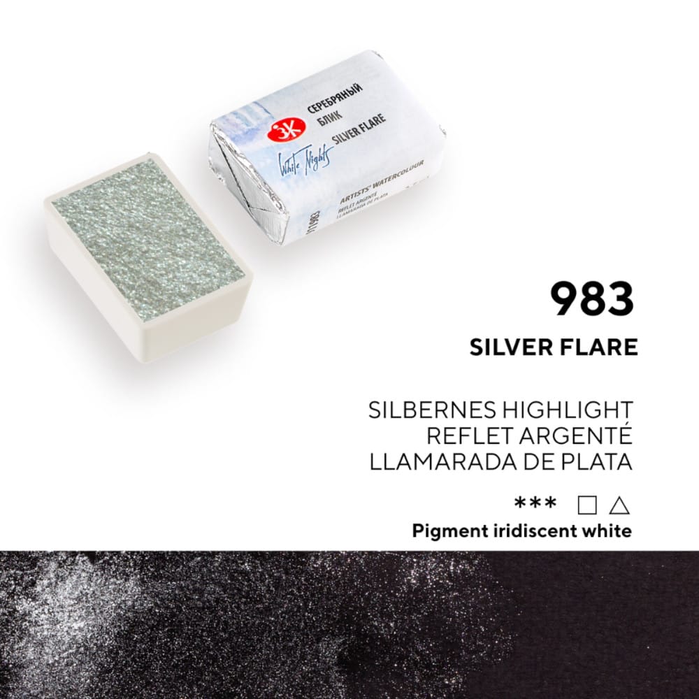 St. Petersburg White Nights Extra-Fine Tam Tablet Artist Sulu Boya Silver Flare 983