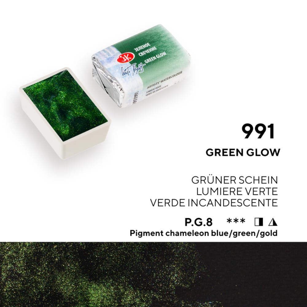 St. Petersburg White Nights Extra-Fine Tam Tablet Artist Sulu Boya Green Glow 991