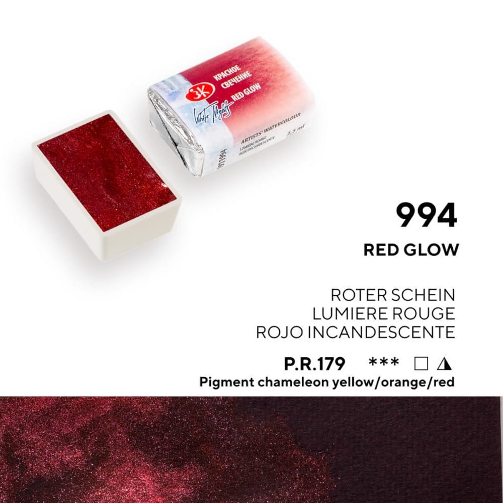 St. Petersburg White Nights Extra-Fine Tam Tablet Artist Sulu Boya Red Glow 994