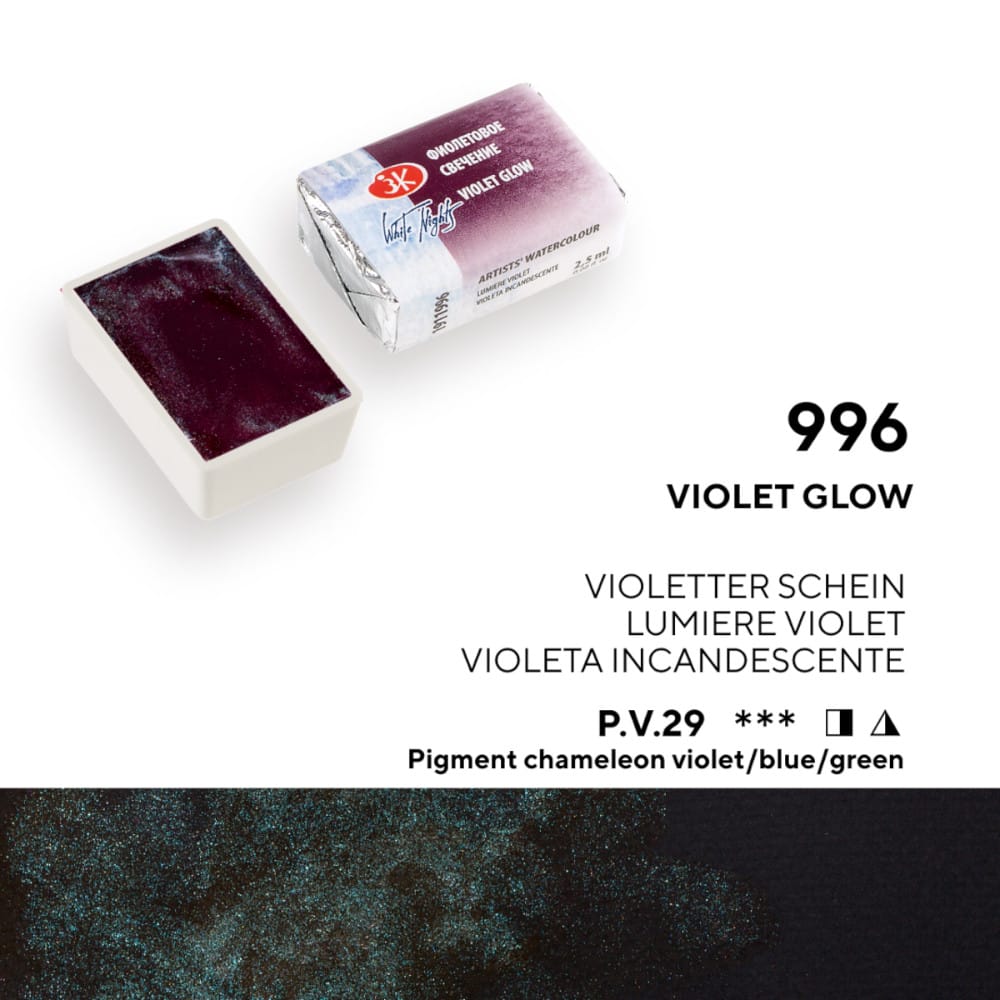 St. Petersburg White Nights Extra-Fine Tam Tablet Artist Sulu Boya Violet Glow 996